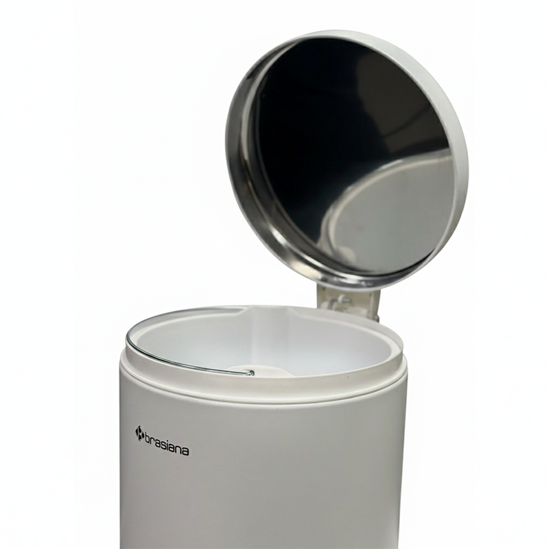 سطل زباله پدالی 12 لیتری استیل سفید مات مدل BPB130 براسیانا BRASIANA Brasiana BPB 130 12 Liter Pedal Waste Bin