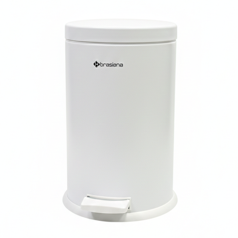سطل زباله پدالی 12 لیتری استیل سفید مات مدل BPB130 براسیانا BRASIANA Brasiana BPB 130 12 Liter Pedal Waste Bin