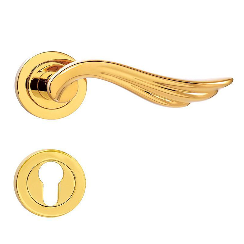 دستگیره روزت سوییچی طلایی 7652R پرایم S.A HTN Prime 7652R Gold Rosette Key Door Handle – Zamak Construction