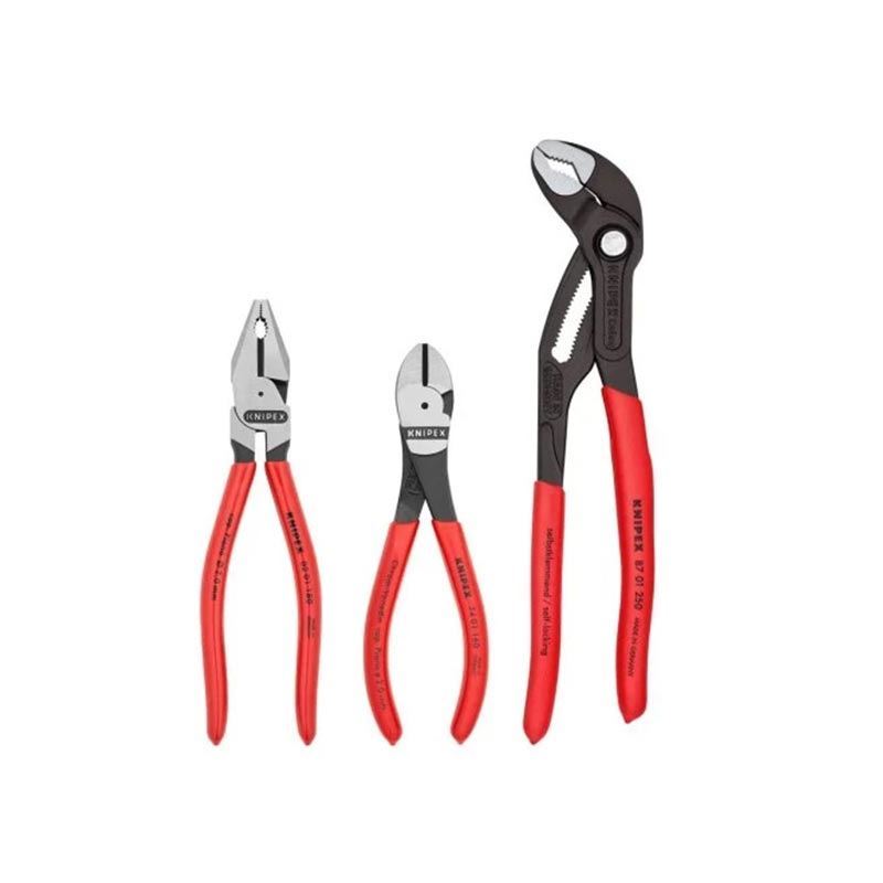 ست 3 عددی( انبر دست+سیم چین +انبر کلاغی) فشار قوی مدل 002010 کنیپکس آلمان KNIPEX 