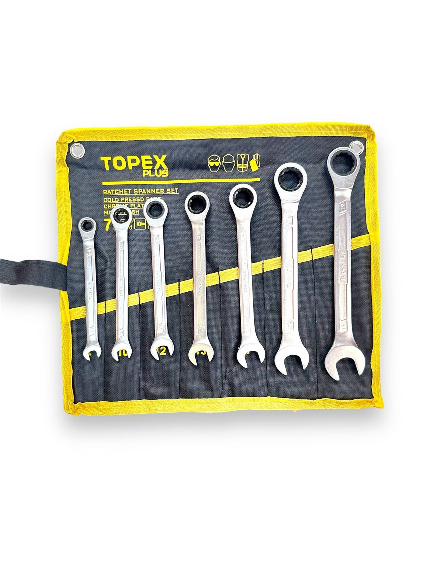 ست آچار یکسر جغجغه 7 عددی کیفی تاپکس TOPEX L61*1