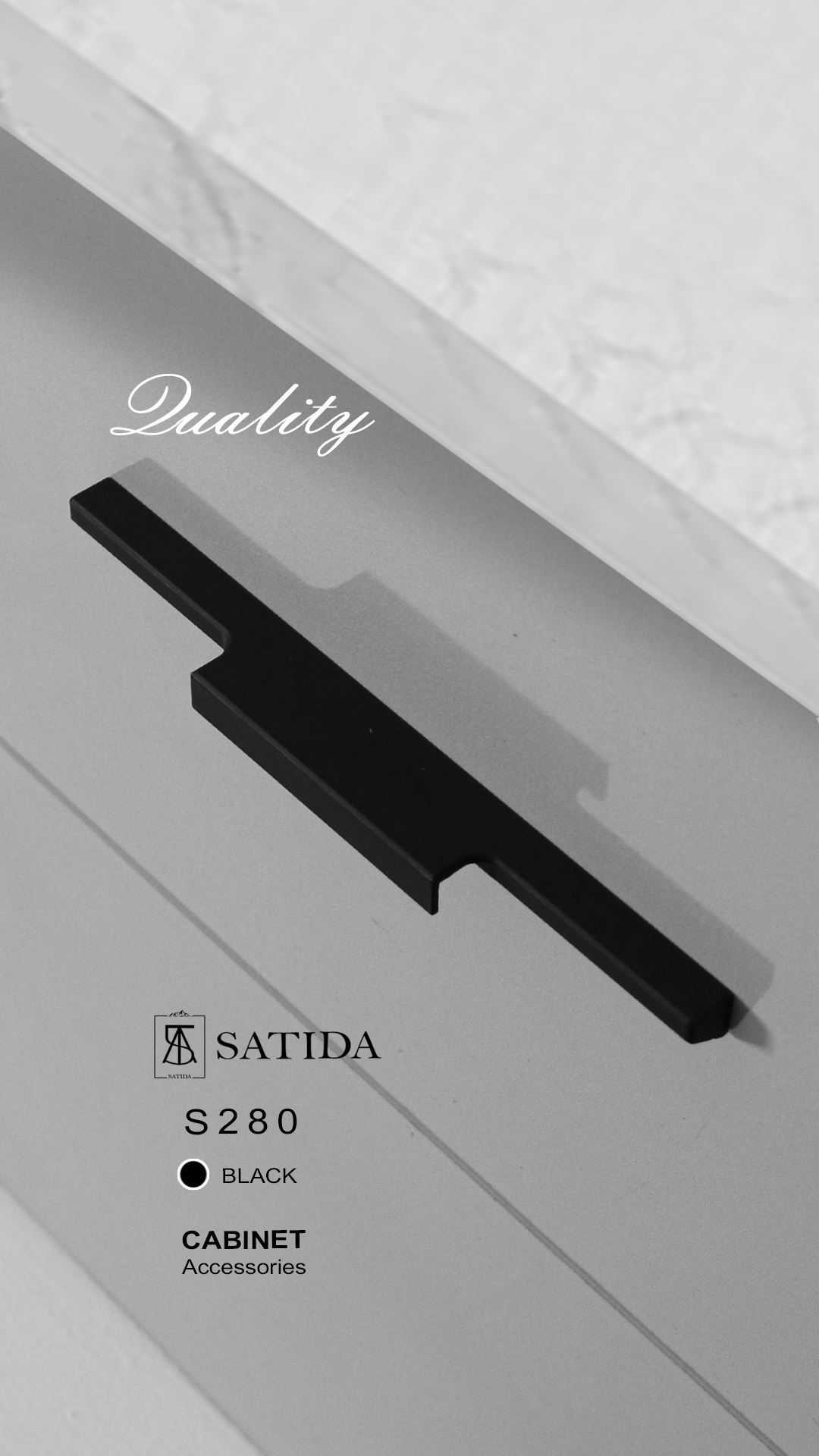 دستگیره کابینت مشکی مدل S280-600 ساتیدا SATIDA 1*A53
