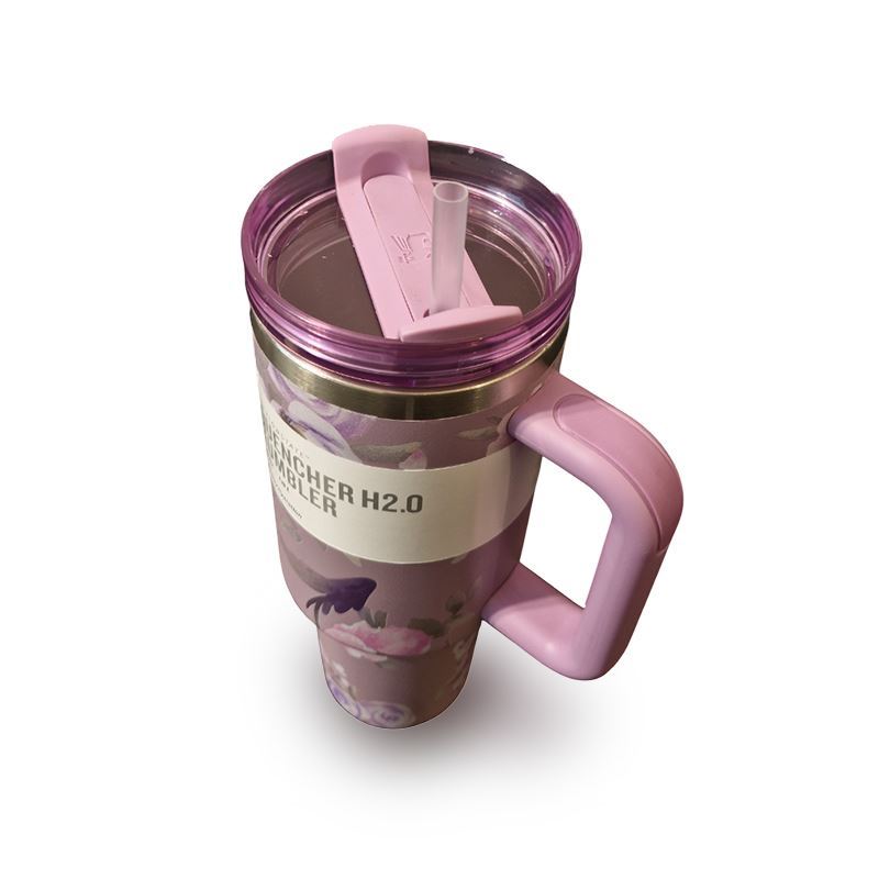 تراول ماگ گل یاسی کد STANLEY-FL  STANLEY Floral Lavender Travel Mug 1.18L – Stainless Steel Insulated Tumbler