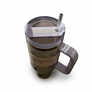 تراول ماگ شاخه گل آبی کد STANLEY-FL  STANLEY Blue Floral Branch Travel Mug 1.18L – Stainless Steel Insulated Tumbler