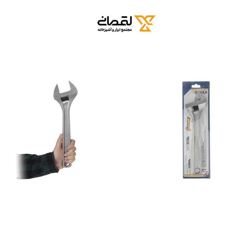 آچار فرانسه 12 اینچ مدل KWT-412 کنزاکس KENZAX KENZAX KWT-412 12 Inch Adjustable Wrench – Heavy Duty Chrome Vanadium Spanner