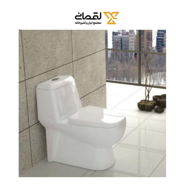توالت فرنگی مدل یک تیکه پارمیس سیم لس  سفید ساده درجه دو گلسار 12*A24   لاله5*12