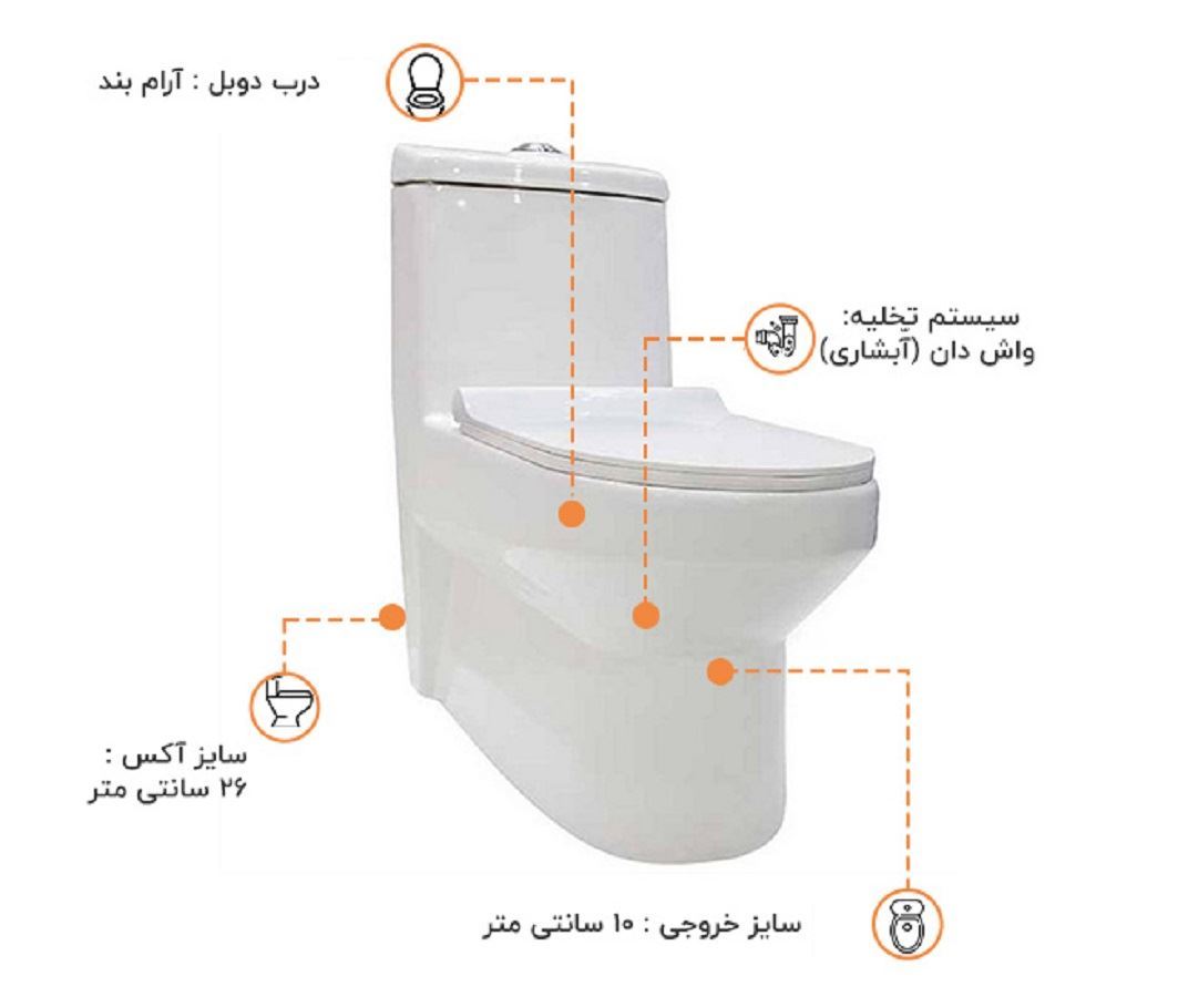 توالت فرنگی یک تکه وینر سفید ساده درجه 1 گلسار 12*B17