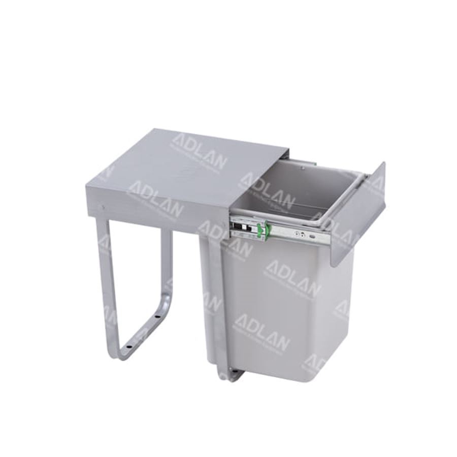 سطل زباله تک مخزنه ریلی کوچک 12 لیتری طوسی آدلان کد A810 1*H71