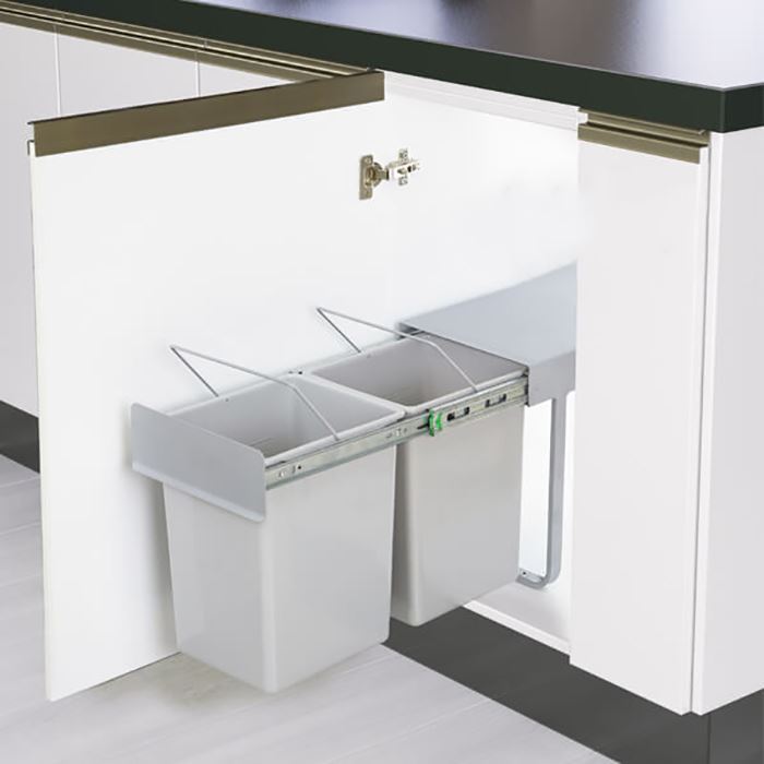سطل زباله دو مخزنه ریلی کوچک هر مخزن 12 لیتری یونیت 30 طوسی کد A808 آدلان ADLAN 1*G51     12*H12