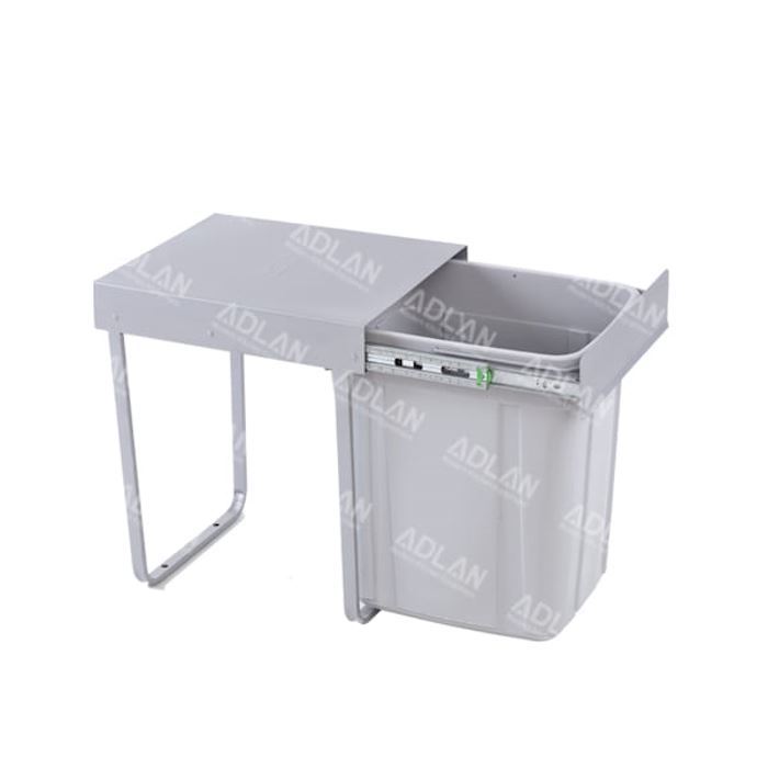 سطل زباله تک مخزنه ریلی بزرگ 36 لیتری یونیت 40 طوسی کد A811 آدلان ADLAN 12*H11