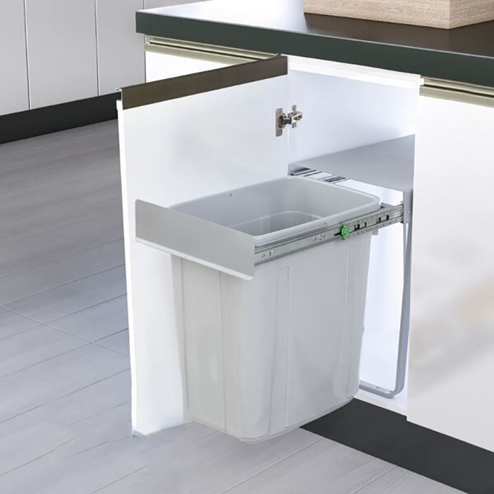 سطل زباله تک مخزنه ریلی بزرگ 36 لیتری یونیت 40 طوسی کد A811 آدلان ADLAN 12*H11