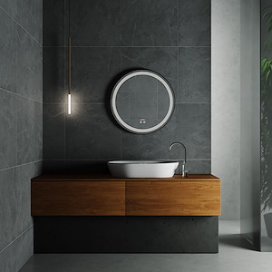 آینه ضد بخار بدون قاب دایره نور مهتابی  سایز 60 نقطه ای گلسموند GLASS MOND