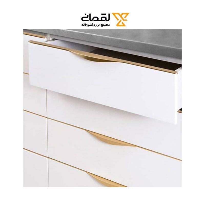 دستگیره کابینتی سه پیچ تاپ ساید سایز 80 ملونی مدل ویانا طلایی کد 7018