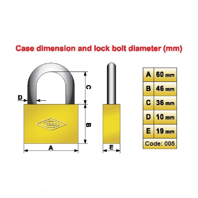 قفل آویز تخت 60 میلی متری کد 005 گیرا GIRA 1*FG01/3