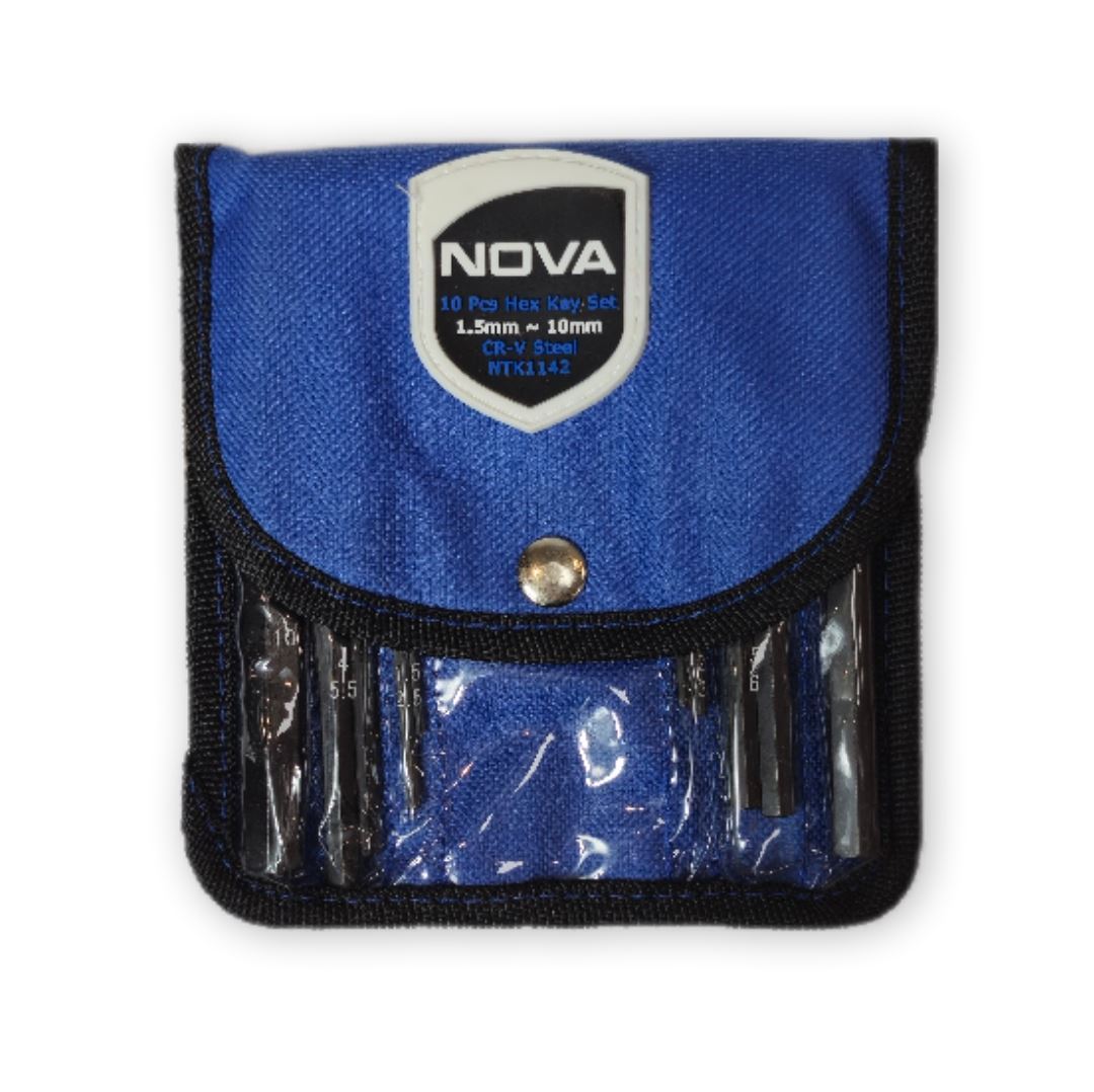 ست آلن کیفی مشکی 6 گوش 10 عددی 1/5 الی 10 استاندارد نووا NOVA کد 1142 1*L43