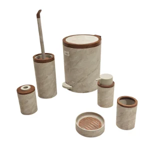 سرویس 6 پارچه طرح چوب ماربل کرم وانیلی مدل روشا هارمونی HARMONY