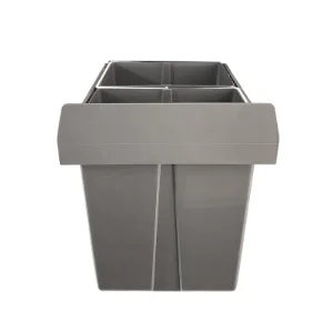 سطل زباله دوتایی آرام بند یونیت 40 2*20 لیتری زیر کابینتی همراه با ریل مدل HKT04 پرایم PRIME 