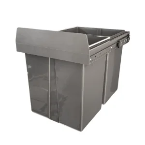 سطل زباله دوتایی آرام بند یونیت 40 2*20 لیتری زیر کابینتی همراه با ریل مدل HKT04 پرایم PRIME 