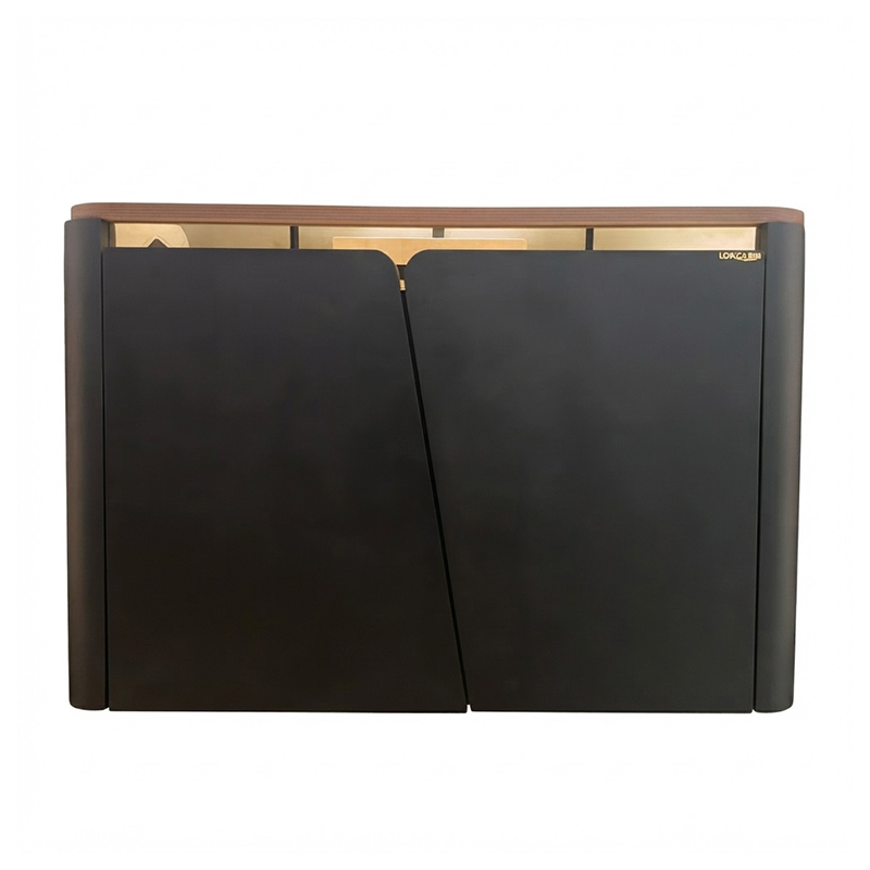 کابینت دیواری مدل 609A مشکی مات استیل طلایی لوکس کابین LUX CABIN